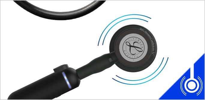 Stéthoscope électronique 3M Littmann modèle 3200 sur fond blanc.
